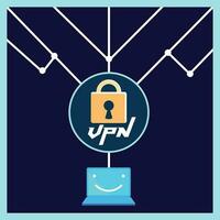 virtual private network vector illustration , VPN vector icon , symbol with a laptop computer connected to a network vector graphic