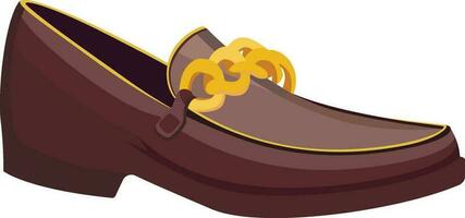 cuero cadena detalle plano mocasines vector ilustración , cuero zapato con un dorado cadena vector imagen