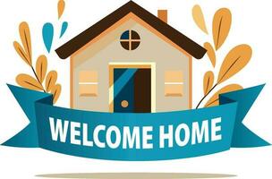 Welcome home banner vector illustration, welcome home design, print ready welcome home sign, printable welcome banner template stock vector image