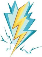 lightning strike thunder strike icon vector cartoon animate with impact lightning strike in flat vector illustration , lightning bolt , thunder bolt with impact , cracks stock vector image