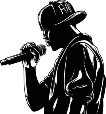 Hip Hop Singer or Rapper singing vector illustration, hip hop rap