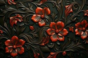 Richly ornate black red. Generate Ai photo