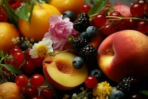 Flower fruits berry food. Generate Ai photo