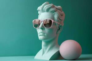 Bust sculpture sunglasses. Generate Ai photo