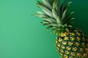 Ripe pineapple fruit banner. Generate Ai photo