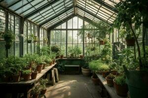 Greenhouse indoor plants. Generate Ai photo