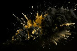 Black gold powder explosion. Generate Ai photo