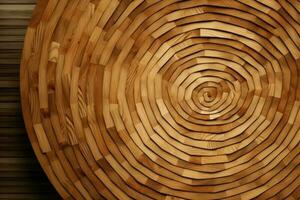 Wood round coil closeup. Generate Ai photo