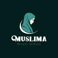 Muslim women beauty fashion logo, minimalist vector logo concept