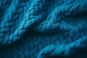 Blue sweater texture pattern. Generate Ai photo