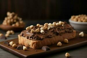 Bread chocolate cream food. Generate Ai photo