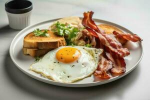 Breakfast plate food egg. Generate Ai photo