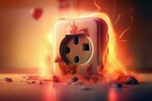 Burning power socket safety. Generate Ai photo