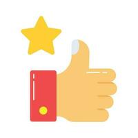 Thumb up with star, vector design of feedback