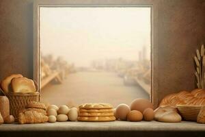 Bakery factory mockup. Generate Ai photo