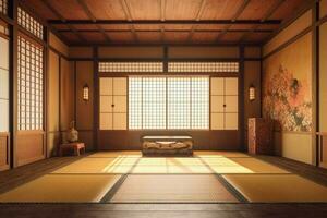 japonés tradicional Clásico habitación. generar ai foto