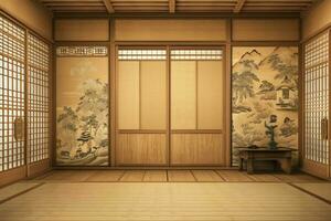 japonés tradicional estilo habitación. generar ai foto