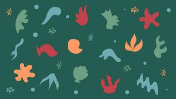 Background pattern with undersea inhabitants and abstract spots on green background, perfect for kids apparel, fabric, textile, nursery decoration, wrapping paper. Vector. vector