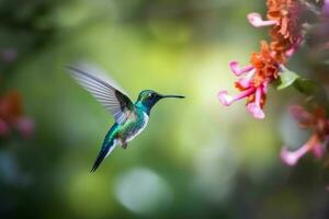 Hummingbird flying. Generate Ai photo