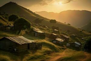 pueblo África colina naturaleza. generar ai foto