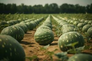 Watermelon field. Generate Ai photo