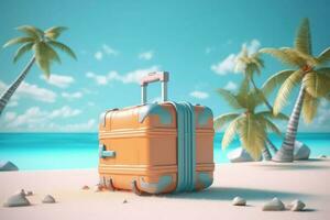 Vacation suitcase beach. Generate Ai photo