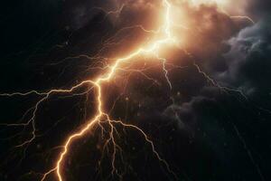 Thunder lighting closeup. Generate Ai photo