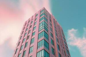 Pink skyscraper. Generate Ai photo