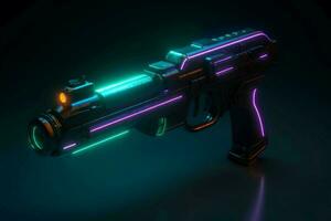 Neon pistol gun. Generate Ai photo