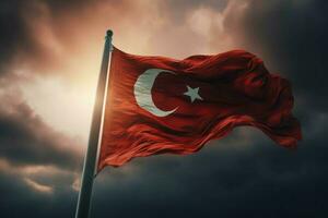 Turkey flag waving. Generate Ai photo