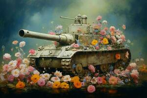 Tank flowers. Generate Ai photo