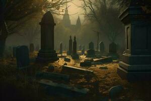 Ancient graveyard. Generate Ai photo