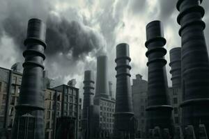 Smokestacks city. Generate Ai photo