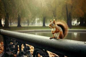 Park squirrel. Generate Ai photo