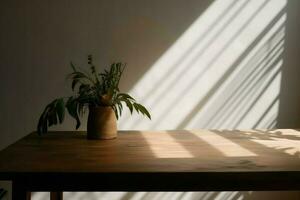 Table shadow plant pot sun. Generate Ai photo