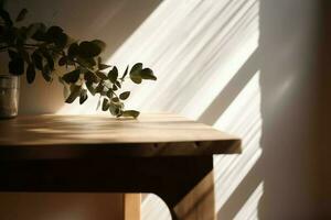 mesa sombra planta maceta. generar ai foto