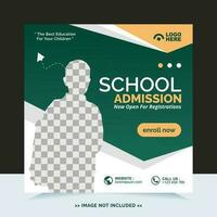 School admission for social media post template and online advertisement vector