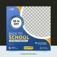 Back to school for social media post template and online advertisement vector