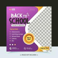 Back to school for social media post template and online advertisement vector