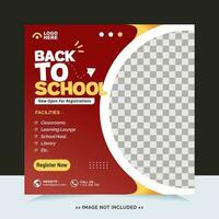 Back to school for social media post template and online advertisement vector