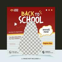 Back to school for social media post template and online advertisement vector