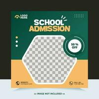 School admission for social media post template and online advertisement vector