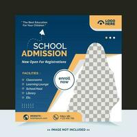 School admission for social media post template and online advertisement vector