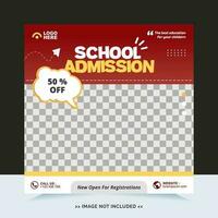 School admission for social media post template and online advertisement vector