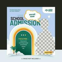 School admission for social media post template and online advertisement vector