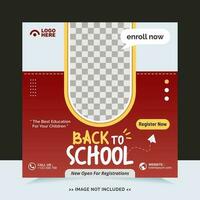 Back to school for social media post template and online advertisement vector