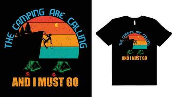 cámping ,aventura naturaleza Clásico camiseta diseño, camping son vocación y yo debe ir,senderismo,montaña,camping camiseta diseño. vector