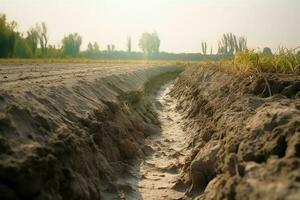 Soil agriculture erosion field. Generate Ai photo