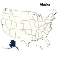 Alaska mapa con color describir. Estados Unidos mapa vector