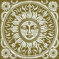 Vintage Style Ornamental Sun Decoration vector